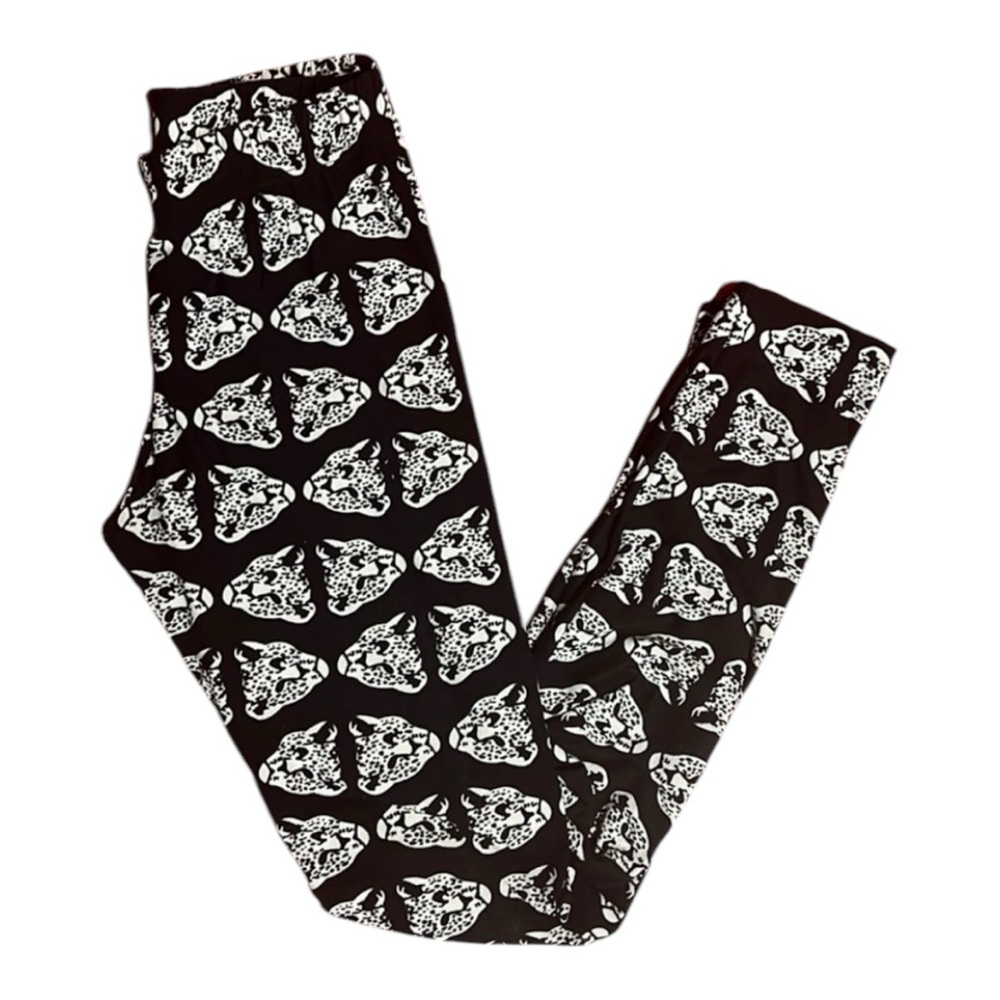Ultra Soft Leggings | Leopard Face | Black & White | Lady’s Small